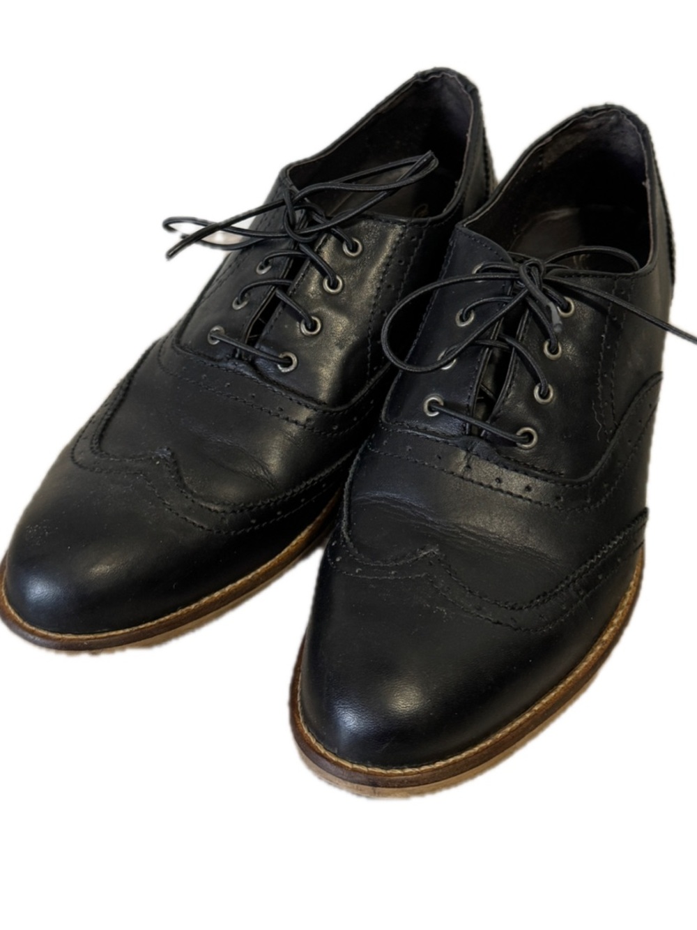 Gravitypope Marion vibe Oxford Brogues Black Leather Wingtip tip EU 39 US 8.5